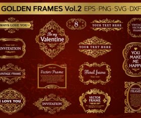 Golden frames backgrounds set vector