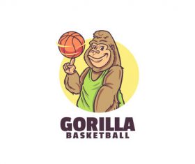 Gorilla basketball logo template vector