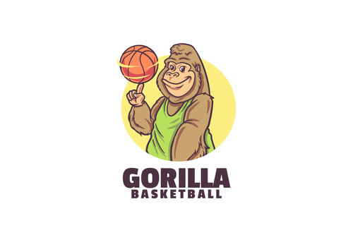 Gorilla basketball logo template vector