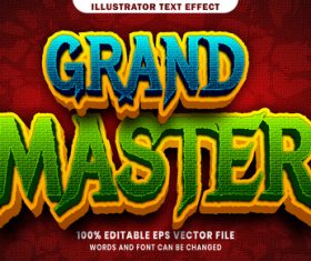 Grand master 3d editable text style effect vector