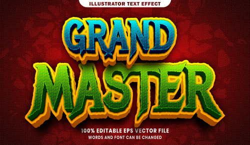 Grand master 3d editable text style effect vector