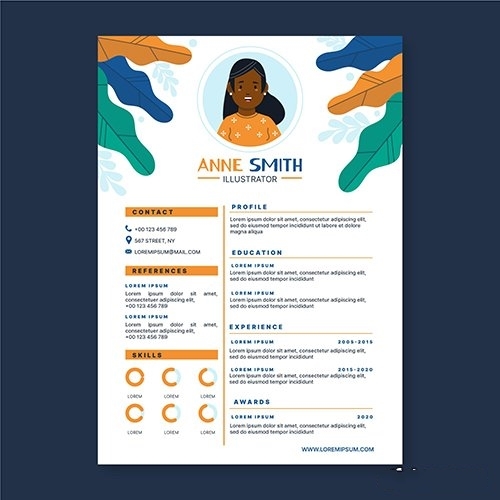 Graphic designer cv template illustrated vector