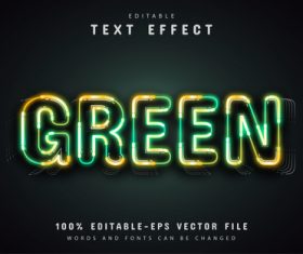 Green neon text effect vector