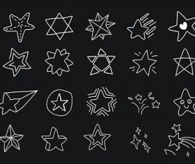 Hand drawn white star vectors collection