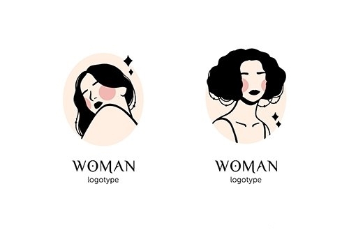Hand-drawn woman logo template vector