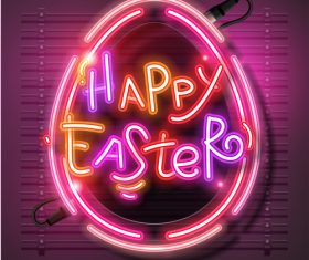 Happy Neon Easter Egg Vector
