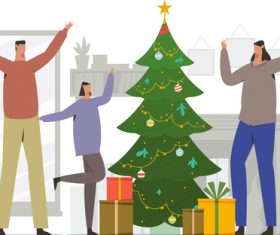 Happy family celebrate christmas illustration vector