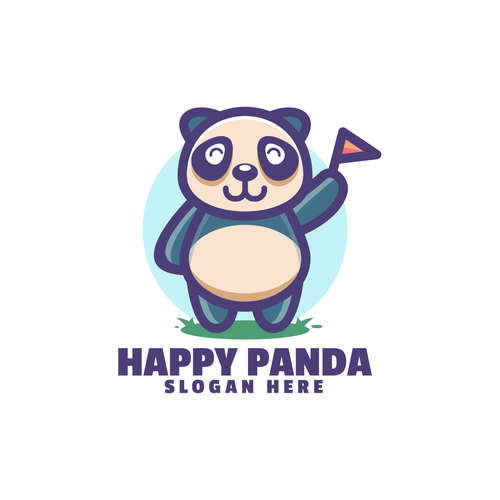 Happy panda logo vector
