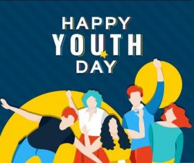 Happy youth day cartoon illustration vector