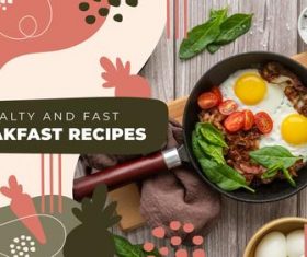 Healthy and fast breakfast recipes youtube template vector
