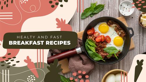 Healthy and fast breakfast recipes youtube template vector