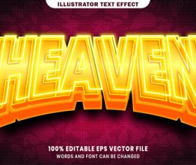 Heaven 3d editable text style effect vector