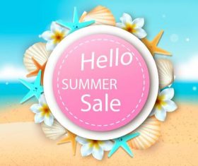 Hello summer sale flyer vector