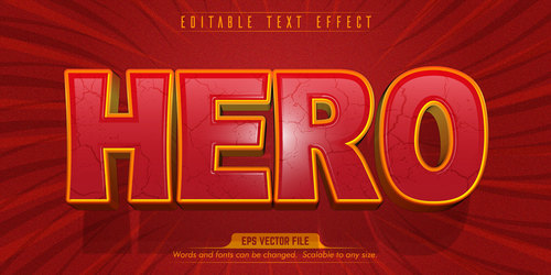 Hero text effect editable vector