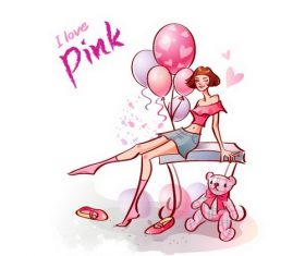 I love pink illustration vector