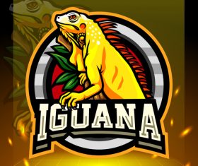 Iguana mascot emblem vector
