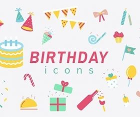 Illustration set of birthday icons vector