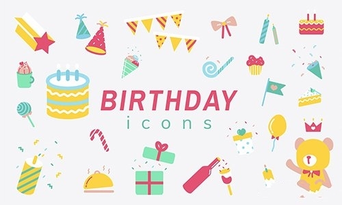 Illustration set of birthday icons vector