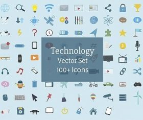 Illustration set of technology icons vector
