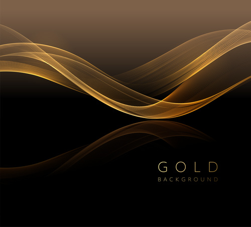 Interlaced abstract shiny golden wavy background vector