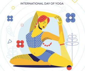 International day of yoga cartoon illustration vector