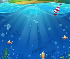 Island and deep sea treasure vector