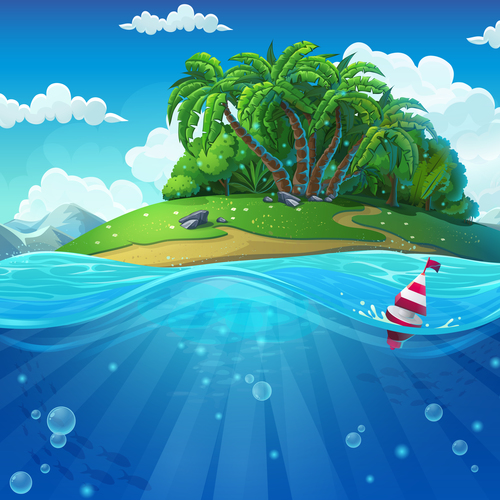 Island cartoon vector