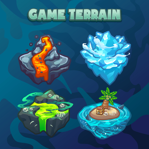 Island game terrain icon vector