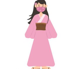Japanese woman with kimono vector