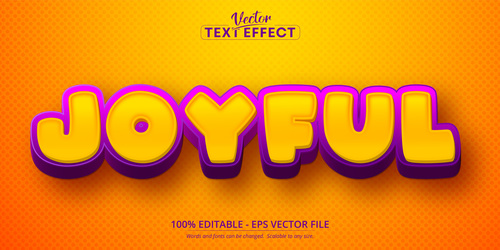 Joyful font 3d editable text style effect vector