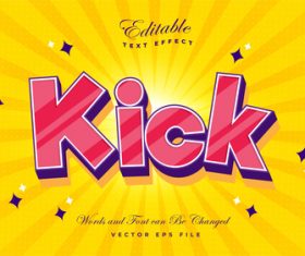 Kick font 3d editable font text effect vector