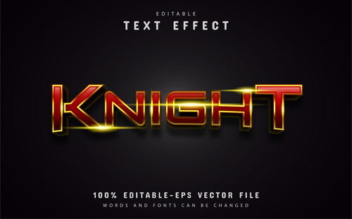 Knight text effect editable vector