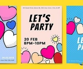 Lets party hearts background vectors