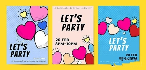 Lets party hearts background vectors