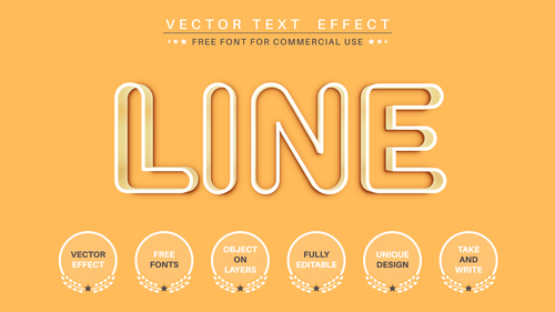 Line 3d editable text style effect vector