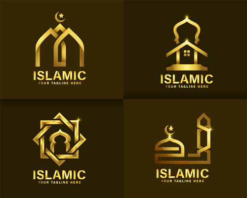 Logo golden mosque vector