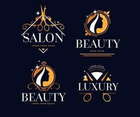 Luxury hair salon logo collection vector