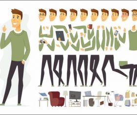 Male character constructor cartoon vector