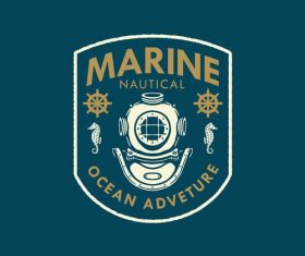 Marine nautical badge logo design vector