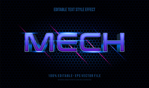 Mech editable text effect vector