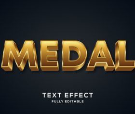 Medal 3d editable text style effect vector