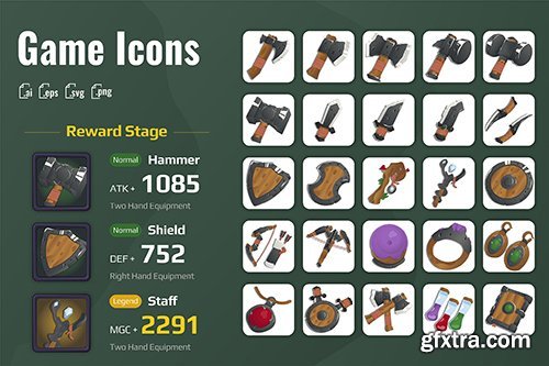 Medieval equipment for games vector