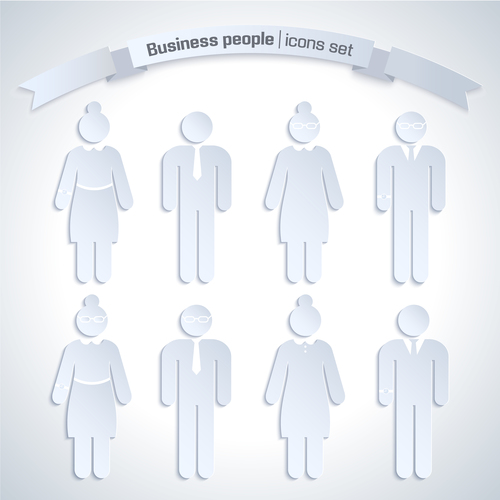 Men and women business paper cut characters vector