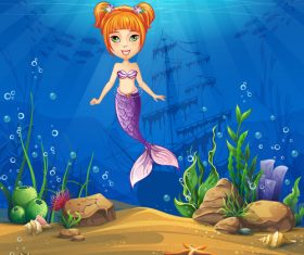 Mermaid cartoon vector