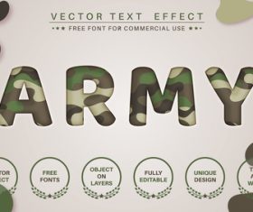 Military 3d editable text style effect vector