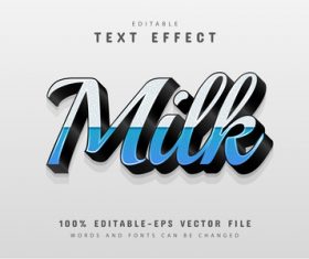 Milk text effect editable vector