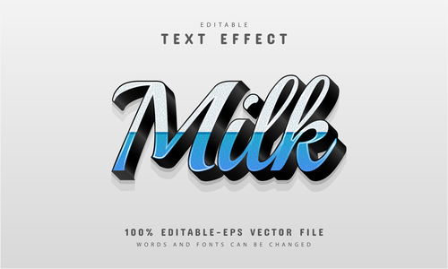 Milk text effect editable vector