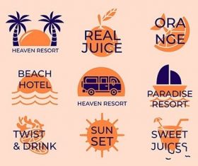 Minimal summer beach logo collection vector