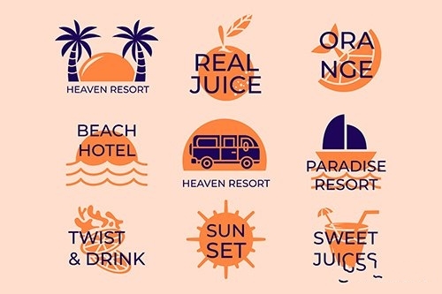 Minimal summer beach logo collection vector