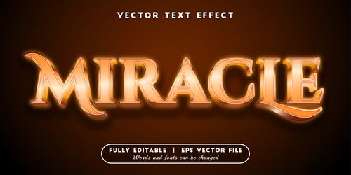 Miracle text effect editable vector
